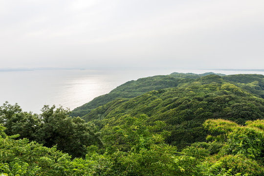 Futtsu, Japan. The grounds and park of Tokyo Bay Kannon (Tokyo Wan Kannon), a 56 m high statue representing Guanyin, the Buddhist Goddess of Mercy