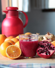 fresh orange and pomegranate juice
