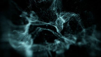 Abstract Blue Dust Particles Background. Bokeh Particles Background