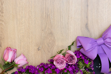 flowers and card for love, mock up and background for letter board and blog