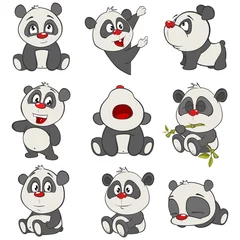 Fototapeten Vektor-Illustration einer Reihe von lustigen Panda-Bären. Zeichentrickfigur © liusa
