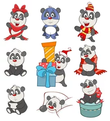 Fotobehang Vector Illustration of a set of Funny Panda Bear. Cartoon Character © liusa