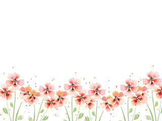 Watercolor Red Flower background, Red Flower border