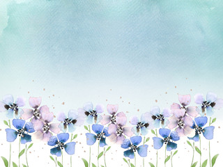 Watercolor Blue Flower background, Blue Background