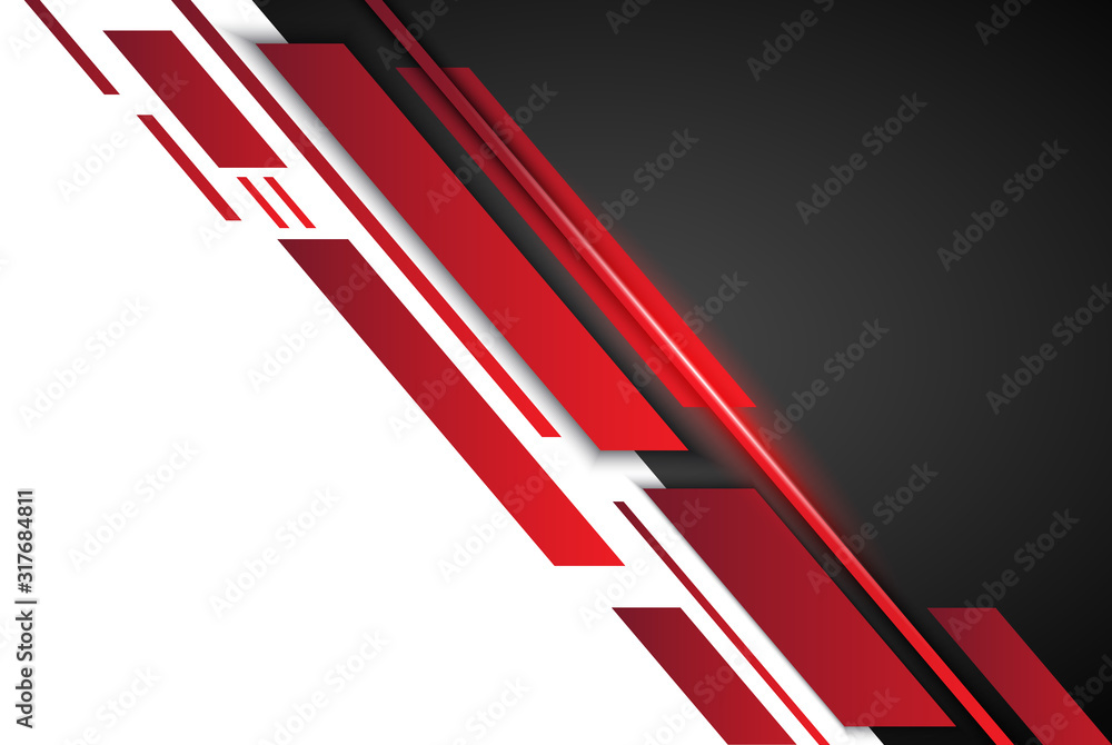 Fototapete high contrast dark grey and red stripes with shadows and lights on gradient background. abstract gru