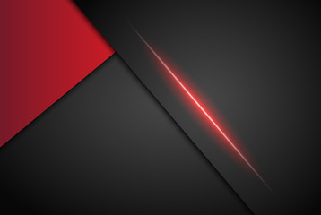 High contrast dark grey and red stripes with shadows and lights on gradient background. Abstract grunge tech graphic banner design. Vector Illustration EPS10