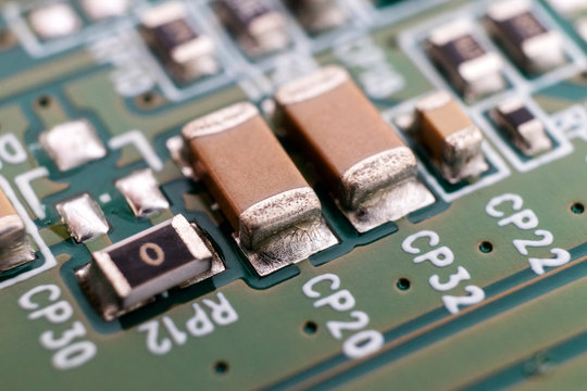 Capacitors on an LCD TV printed circuit board
