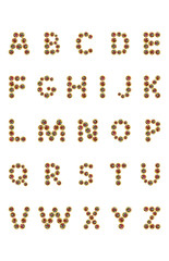 colorful cookies glaze, letter, alphabet, white background isolated