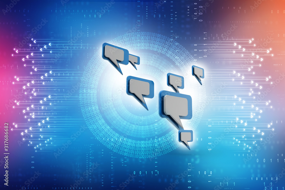 Poster 3d rendering two chat box isolated