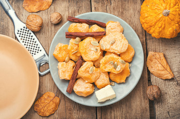 Pumpkin dumplings lazy