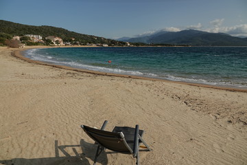Fototapeta na wymiar La plage de Porto-Pollo en Corse