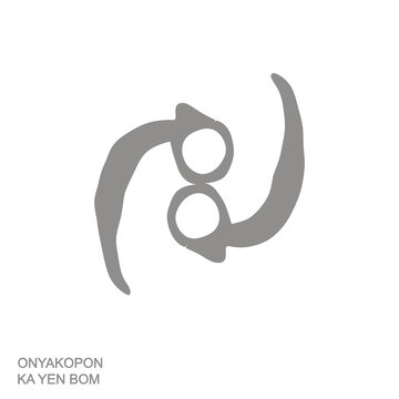 Vector monochrome icon with Adinkra symbol Onyakopon Ka Yen Bom