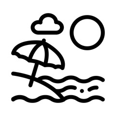 Beach with Umbrellas Icon Vector. Outline Beach with Umbrellas Sign. Isolated Contour Symbol Illustration