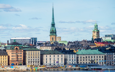 Fototapeta na wymiar April 22, 2018. Stockholm, Sweden. Panorama of the historic center of Stockholm in clear weather.