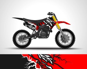 Obraz na płótnie Canvas Racing motorcycle wrap decal and vinyl sticker design. Concept graphic abstract background for wrapping vehicles, motorsports, Sportbikes, motocross, supermoto and livery. Vector illustration.