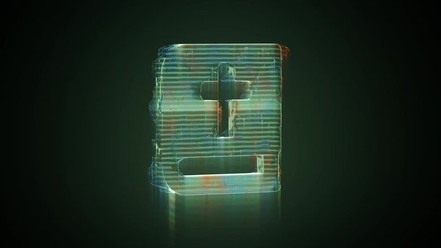 3d rendering glowing hologram of symbol of bible distorted glitch green old tv screen on black background