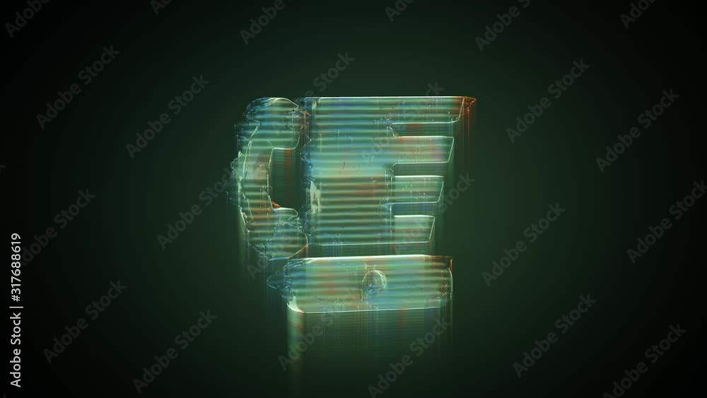 Poster 3d rendering glowing hologram of symbol of blender with attached phone distorted glitch green old tv