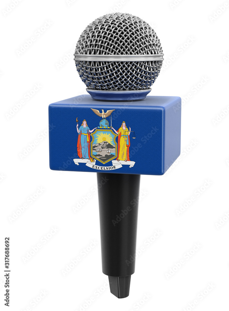 Poster microphone and new york flag. image with clipping path