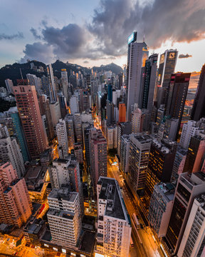 Naklejki Hong Kong Cityscape Night Photography