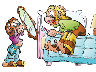 Vanity sister with lipstick