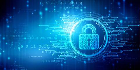 2d illustration Safety concept: Closed Padlock on digital background