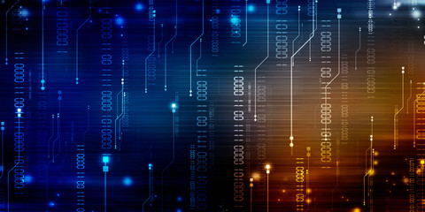Fototapeta premium 2d illustration abstract digital binary data on computer screen