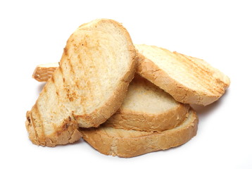 Toast slices isolated on white background
