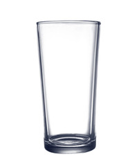 Empty tall and straight glass for drinks isolated on a white background