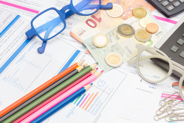 Professional office supplies or a student's office