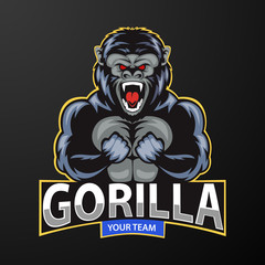 Mascot a very angry gorilla, logo for a sport team. vector illustration