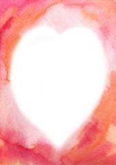 Fototapeta premium Watercolor heart frame. Greeting card for Valentine's Day, wedding, Mother's Day, March 8. Stock illustration.