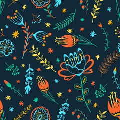 Floral patterns seamless pattern contours vector illustration hand drawing