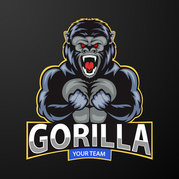 Mascot a very angry gorilla, logo for a sport team. vector illustration