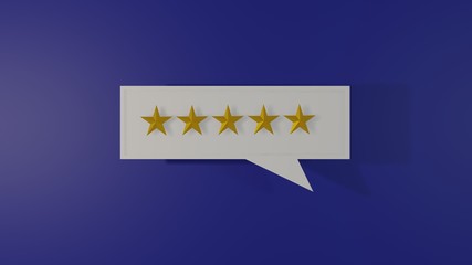 five golden stars for costumer satisfaction, 3d illustration