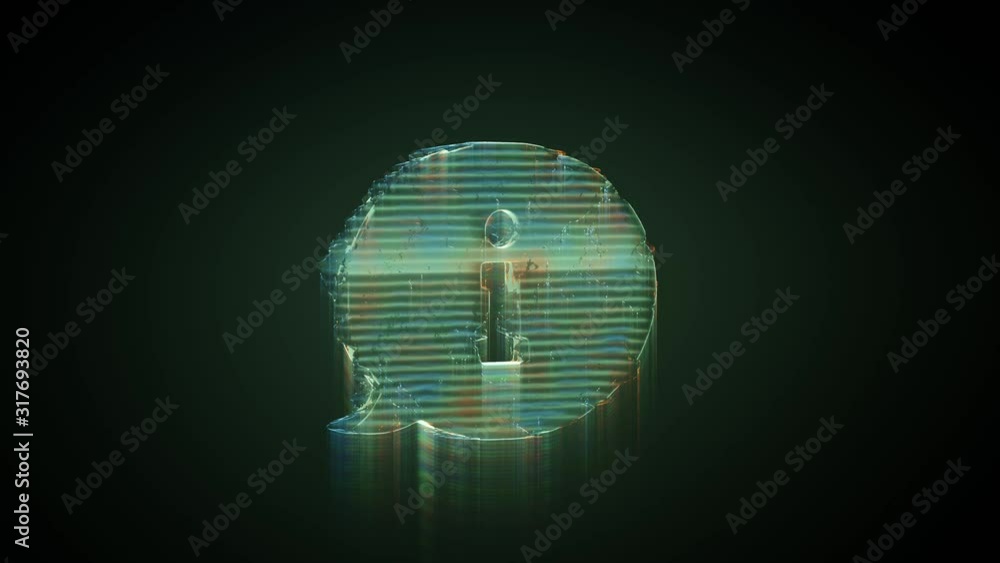 Poster 3d rendering glowing hologram of symbol of rounded chat bubbles with information distorted glitch gr