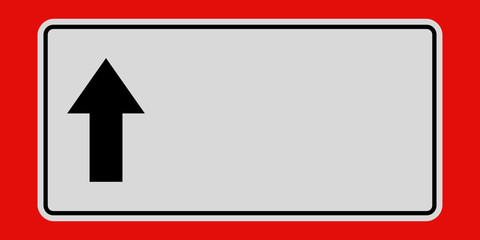 White blank traffic sign And the arrow goes straight ahead