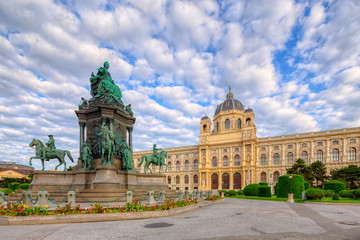 Fototapeta na wymiar Maria Theresa monument on the square near Historical museum in Vienna, Austria.
