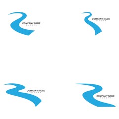 R Letter River Logo Template