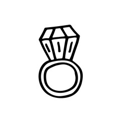 Magic ring hand drawn doodle vector line art illustration, sticker, icon. Black monochrome design. Isolated on white background. Easy to change color. Design element. Magic, witchcraft tools. Witcher.