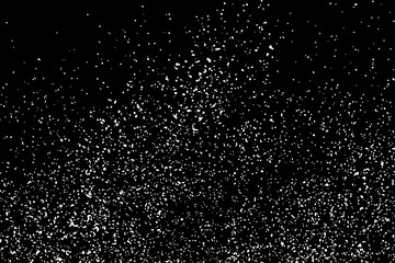 White Grainy Texture Isolated On Black Background. Dust Overlay. Light Coloured Noise Granules. Snow Vector Elements. Digitally Generated Image. Illustration, Eps 10.