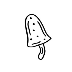 Mushroom vector doodle line art illustration, sticker, icon. Isolated on white background. Easy to change color. Design element. Gardening, eco food, vegetarian, vegan. Witchcraft, witch stuff. 