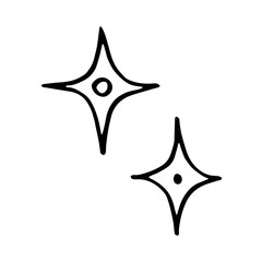 Obraz premium Magic star hand drawn doodle vector line art illustration, sticker, icon. Black monochrome design. Isolated on white background. Easy to change color. Design element. Magic, witchcraft tools.