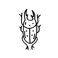 Bug, insect hand drawn doodle vector line art illustration, sticker, icon. Black monochrome design. Isolated on white background. Easy to change color. Design element. Magic, witchcraft tools.