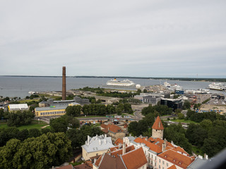 The panoramic view of ferry port in Tallinn, Estonia