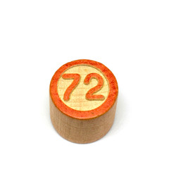Wooden lotto barrels with numbers, bingo game. Board family game. Isolated on white background.