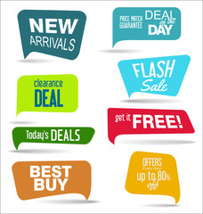 Sale banner templates design and special offer tags collection