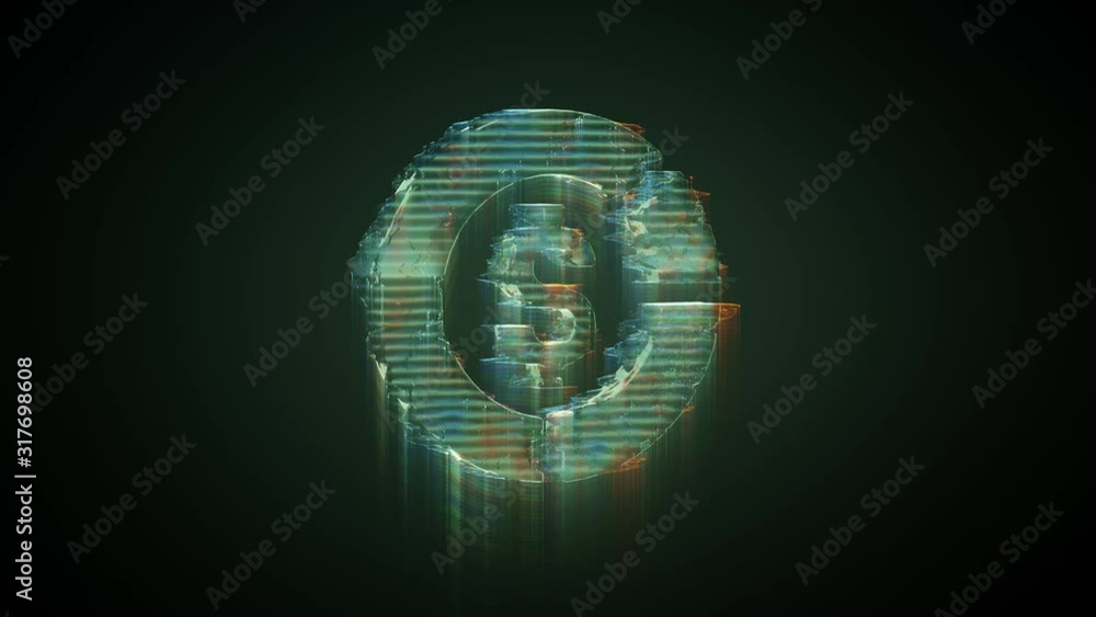 Aufkleber 3d rendering glowing hologram of symbol of circular diagram with dollar symbol in the middle distort