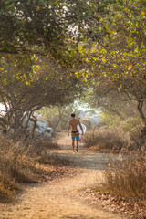 joven surfista en la playa 