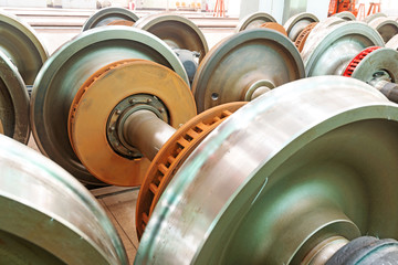 heavy industry factory,production of the steel train wheels