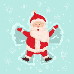 Merry Santa plays in the snow